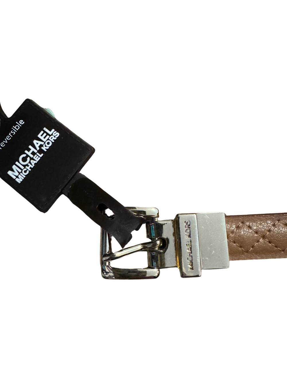 NWT Womens Reversible Michael  Kors Brown / Metallic Gold Belt w/ Gold Buckle